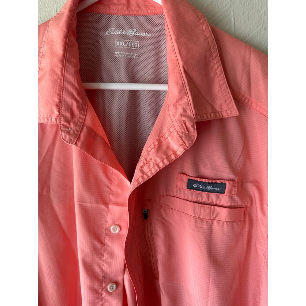 Eddie Bauer Men's Neon Pink/ Orange Short Sleeve Shirt Sz XXL